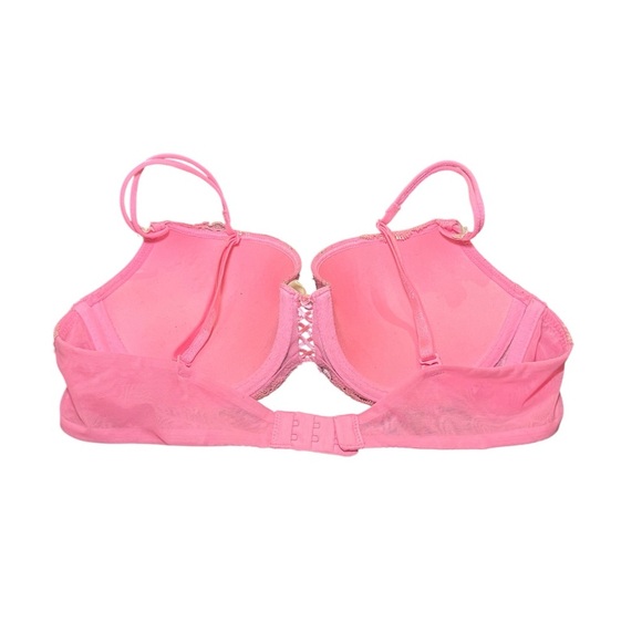 VICTORIA'S SECRET PADDED BRA PINK BEIGE CRYSTALS - Picture 5 of 7